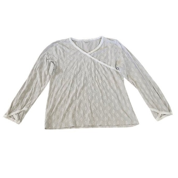 Garnet Hill Other - Garnet Hill Women's Pajama Top Size Large Pattern Asian Wrap Organic Cotton Gray
